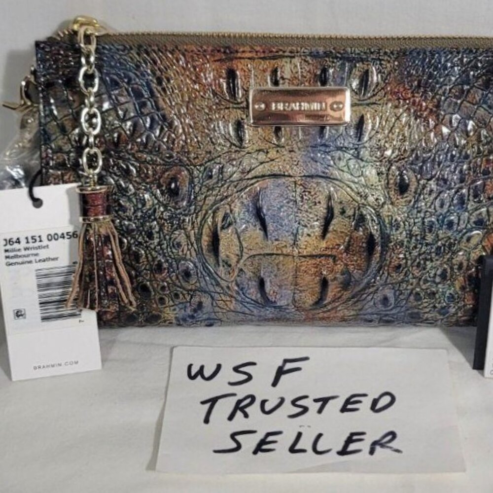 NWT VINTAGE BRAHMIN CEDAR MILLIE WRISTLET STRAP PURSE BAG W/ TASSEL ACCENT